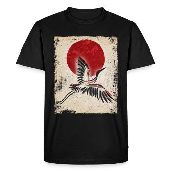 Crane Art Japanese Art Vintage Retro - Men's Premium Organic T-Shirt - black - Front - Nico (187cm)