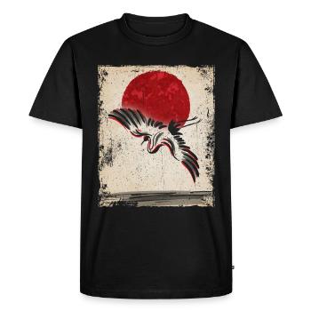 Crane Art Japanese Art Vintage Retro - Men's Premium Organic T-Shirt - black - Front - Nico (187cm)