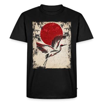 Crane Art Japanese Art Vintage Retro - Men's Premium Organic T-Shirt - black - Front - Nico (187cm)