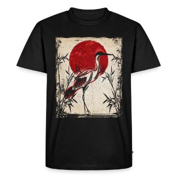 Crane Art Japanese Art Vintage Retro - Men's Premium Organic T-Shirt - black - Front - Nico (187cm)