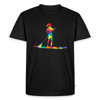 Low Poly Paddler Polygon Stand Up Paddle - T-shirt Premium bio Homme - noir - Devant - Nico (187cm)