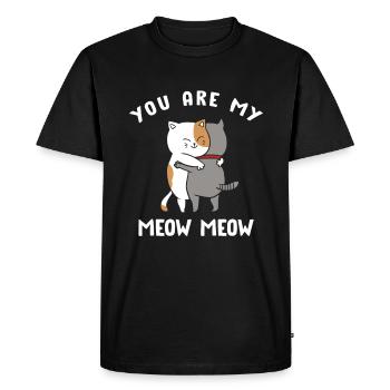 Tu es mon chat miaou miaou - T-shirt Premium bio Homme - noir - Devant - Nico (187cm)