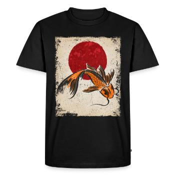 Koi Carp Art Japonais Art Vintage Rétro - T-shirt Premium bio Homme - noir - Devant - Nico (187cm)