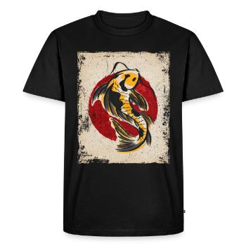 Koi Carp Art Japonais Art Vintage Rétro - T-shirt Premium bio Homme - noir - Devant - Nico (187cm)