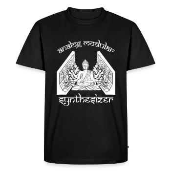 Synthétiseur modulaire analogique Bouddhisme Bouddha - T-shirt Premium bio Homme - noir - Devant - Nico (187cm)