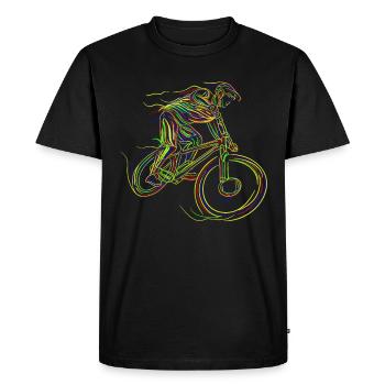 Mountain Bike Line Art Main Dessin au trait à main levée - T-shirt Premium bio Homme - noir - Devant - Nico (187cm)