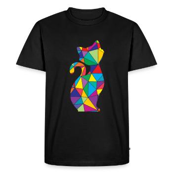 Cat Meow Polygon Cat Kitten - Men's Premium Organic T-Shirt - black - Front - Nico (187cm)