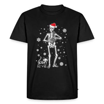 Skeleton Saxophone Cat - Men's Premium Organic T-Shirt - black - Front - Nico (187cm)