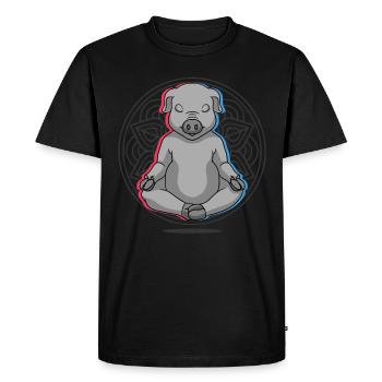 Yoga Cochon Cochon Yoga - T-shirt Premium bio Homme - noir - Devant - Nico (187cm)