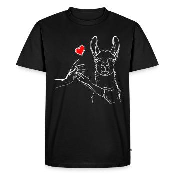 Lama Love High Five - Men's Premium Organic T-Shirt - black - Front - Nico (187cm)