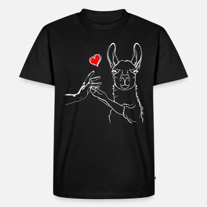 Lama Liebe High Five - Männer Premium Bio T-Shirt - Schwarz