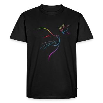 Cat Line Art avec Butterfly Cat - T-shirt Premium bio Homme - noir - Devant - Nico (187cm)