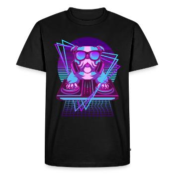 Party Music Techno Dog Vaporwave DJ Bulldog - Men's Premium Organic T-Shirt - black - Front - Nico (187cm)