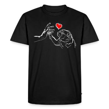 Pug Love High Five - Men's Premium Organic T-Shirt - black - Front - Nico (187cm)