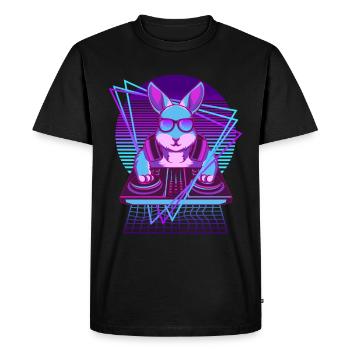 Vaporwave Rabbit DJ Desk Rabbit - T-shirt Premium bio Homme - noir - Devant - Nico (187cm)