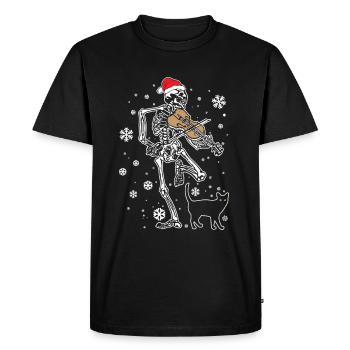 Skeleton joue du chapeau de Noël de chat de violon - T-shirt Premium bio Homme - noir - Devant - Nico (187cm)