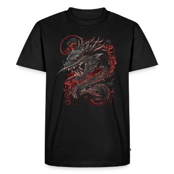 Vaporwave Japanese Dragon - Japanese Art - Men's Premium Organic T-Shirt - black - Front - Nico (187cm)
