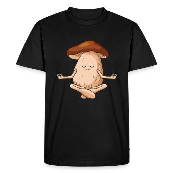 Namaste Champignon Méditation Yoga Pierre Champignon - T-shirt Premium bio Homme - noir - Devant - Nico (187cm)