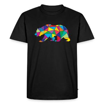 Ours Polygone Low Poly Animal sauvage - T-shirt Premium bio Homme - noir - Devant - Nico (187cm)