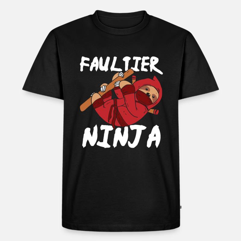 Faultier Ninja - Männer Premium Bio T-Shirt - Schwarz