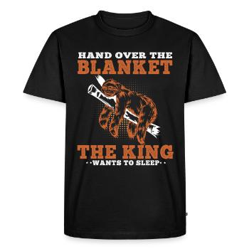 Paresseux Le roi veut dormir paresseux Paresseux - T-shirt Premium bio Homme - noir - Devant - Nico (187cm)