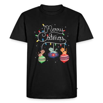 Joyeux Catmas Chat - T-shirt Premium bio Homme - noir - Devant - Nico (187cm)