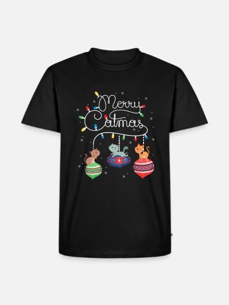 Merry Catmas Cat - Men's Premium Organic T-Shirt - black