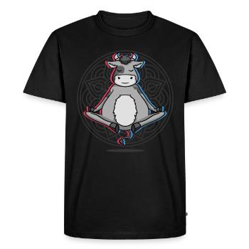 Yoga Vache Bovins Yoga - T-shirt Premium bio Homme - noir - Devant - Nico (187cm)