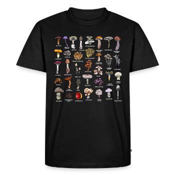 Champignons avec le nom collection de champignons - T-shirt Premium bio Homme - noir - Devant - Nico (187cm)