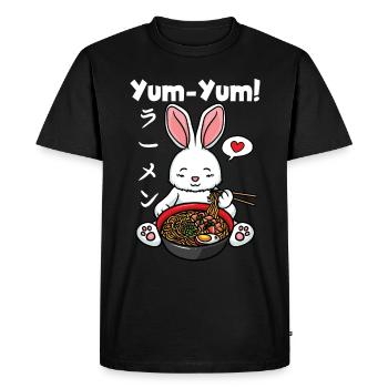 Yum Yum Japan Anime Ramen Noodle Rabbit - Men's Premium Organic T-Shirt - black - Front - Nico (187cm)