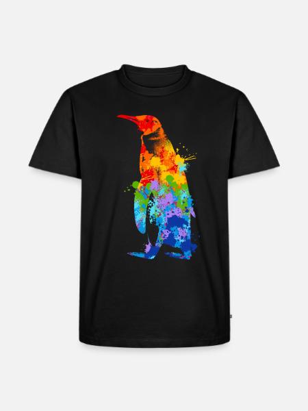 Pinguin Splash Art Arktis Eis - Männer Premium Bio T-Shirt - Schwarz
