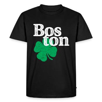 St Patricks Day Shamrock Massachusetts Boston - Men's Premium Organic T-Shirt - black - Front - Nico (187cm)