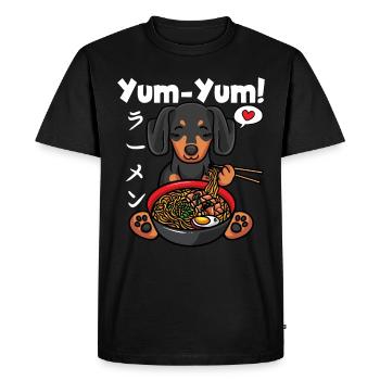 Yum Yum Japan Anime Ramen Noodle Dachshund - Men's Premium Organic T-Shirt - black - Front - Nico (187cm)