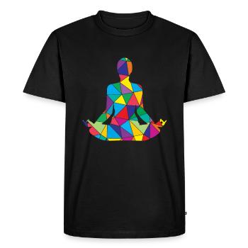 Yoga Pose Polygon Zen Méditation - T-shirt Premium bio Homme - noir - Devant - Nico (187cm)