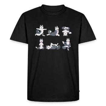 Yoga Husky Meditation Dog fait des exercices de yoga - T-shirt Premium bio Homme - noir - Devant - Nico (187cm)