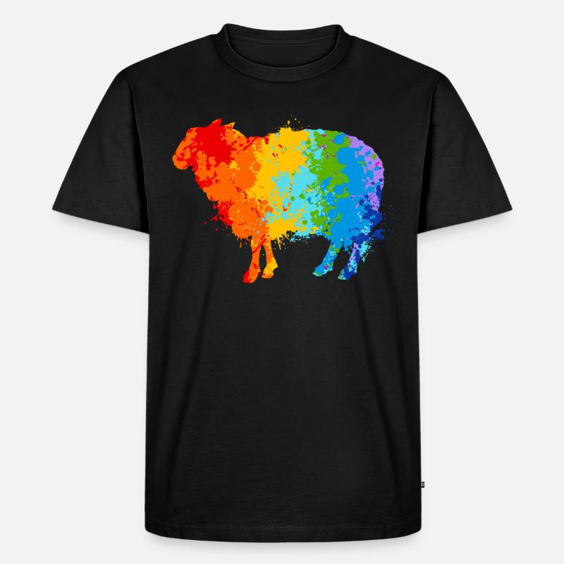 Schaf Splash Art Schäfer - Männer Premium Bio T-Shirt - Schwarz