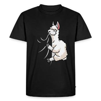 Biting Llama - Men's Premium Organic T-Shirt - black - Front - Nico (187cm)