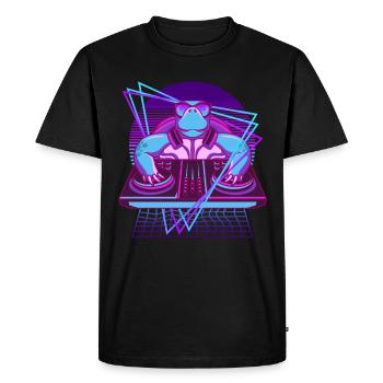 Vaporwave Turtle DJ Desk Turtle - T-shirt Premium bio Homme - noir - Devant - Nico (187cm)