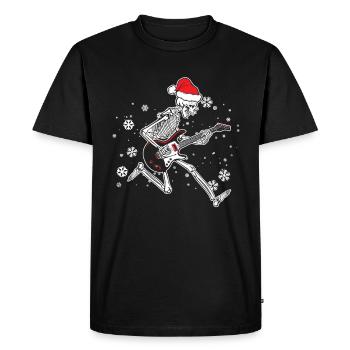 Guitare électrique Squelette avec Guitariste de chapeaux de Noël - T-shirt Premium bio Homme - noir - Devant - Nico (187cm)