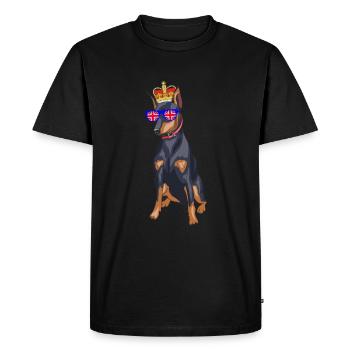 Doberman Reine Elizabeth II Couronne britannique - T-shirt Premium bio Homme - noir - Devant - Nico (187cm)