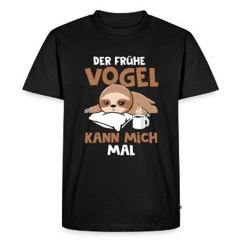 Faultier Der Frühe Vogel kann mich mal - Männer Premium Bio T-Shirt - Schwarz - Vorne - Nico (187cm)