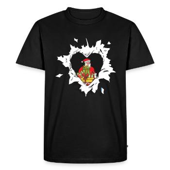 Cœur déchiré Joyeux Noël Père Noël - T-shirt Premium bio Homme - noir - Devant - Nico (187cm)