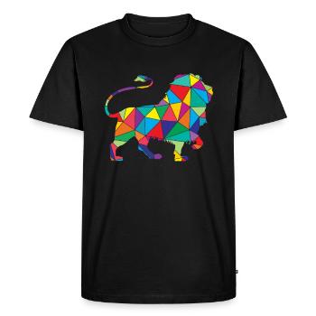 Lion Polygon Low Poly Wild Animal - Men's Premium Organic T-Shirt - black - Front - Nico (187cm)