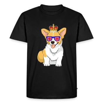 Corgi Dog Reine Elizabeth II Couronne britannique - T-shirt Premium bio Homme - noir - Devant - Nico (187cm)
