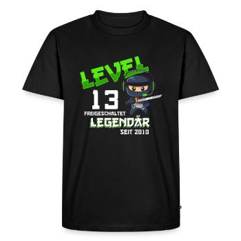 Level 13 Years Birthday Shirt Ninja Gamer - Men's Premium Organic T-Shirt - black - Front - Nico (187cm)