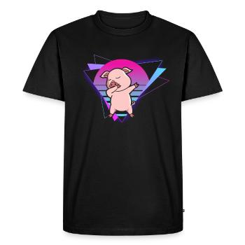 Vaporwave Pig - Men's Premium Organic T-Shirt - black - Front - Nico (187cm)
