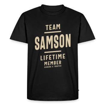 Team Samson Lifetime Member - Name Samson - Men's Premium Organic T-Shirt - black - Front - Nico (187cm)