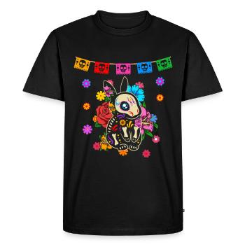 Jour du lapin de couleur mort mexicain - T-shirt Premium bio Homme - noir - Devant - Nico (187cm)