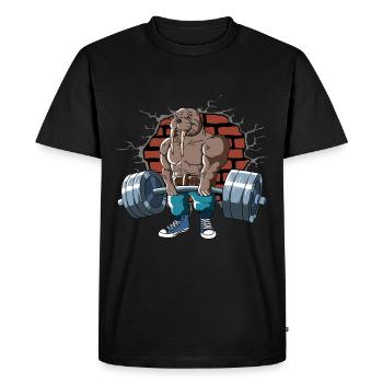 Fitness Training Pompes Walrus Deadlift Fitness - T-shirt Premium bio Homme - noir - Devant - Nico (187cm)