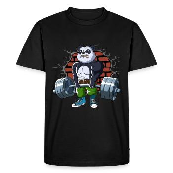 Fitness Training Pompes Panda Deadlift Fitness - T-shirt Premium bio Homme - noir - Devant - Nico (187cm)